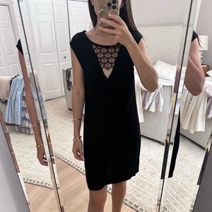 Sandro Black Slip Dress with Lace, Size 1 (US Small)